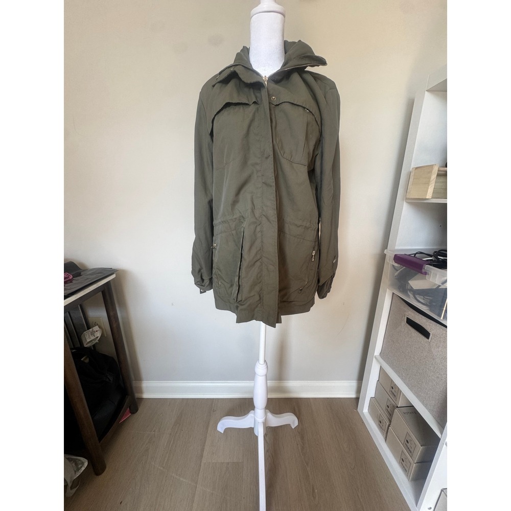 Joie Olive Green Utility Jacket M514-J2239 Stowaway Hood Nylon Size‎ S